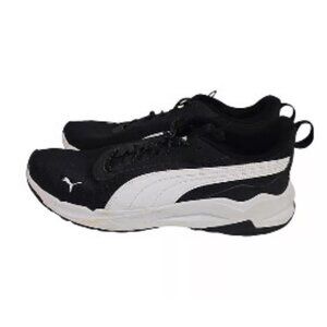 Men's Puma Zip C Lightweight Running Shoes - Black & White